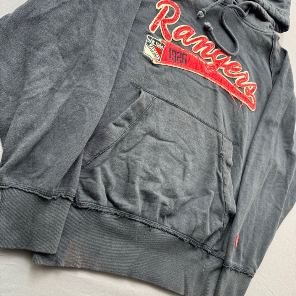 Old Time Hockey NY Rangers Hoodie Small Loge Collection Grey NHL Sweatshirt - Picture 2 of 7
